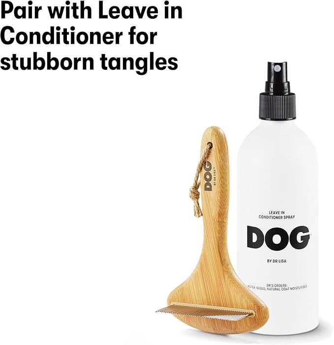 DOG by Dr Lisa - Rake - Brush for Dogs - for Thick-Coats - for Shedding and Grooming - Made from Sustainable Bamboo - Vet-Created - One Size