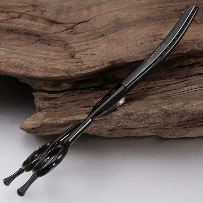 Fenice Peak Professional Dog Grooming Scissors Pet Curved Thinning Shears 7.0'' Extremely Sharp Blades 440C Steel Thinning Scissors Durable Smooth Motion & Fine Cut for Dogs and Cats(Black)