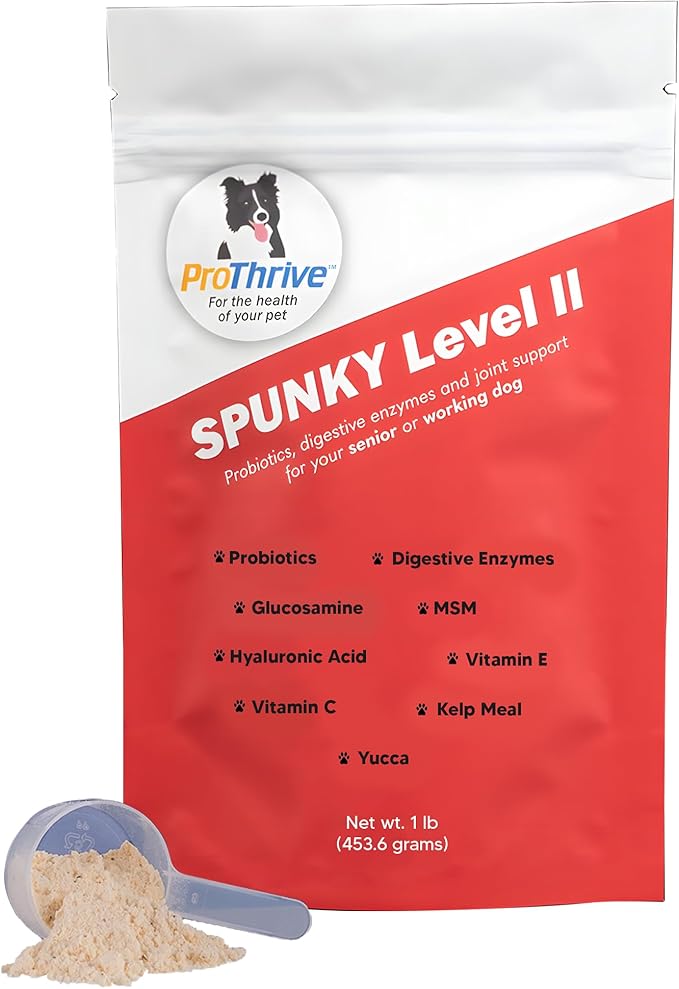 Spunky Level II Hip and Joint Supplement for Dogs, Glucosamine for Dogs with MSM, Dog Vitamins and Supplements Helps Digestion, Dog Joint Supplement - 1LB