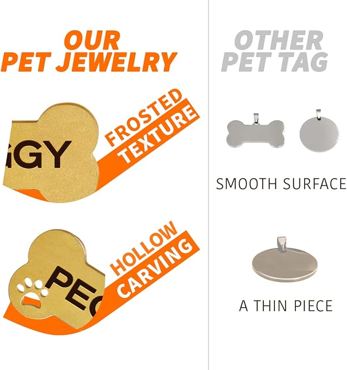 Dogs ID Tags Personalized Double Sided Deep Engraved Cat & Dog Collar Charm Bone Shape Brass
