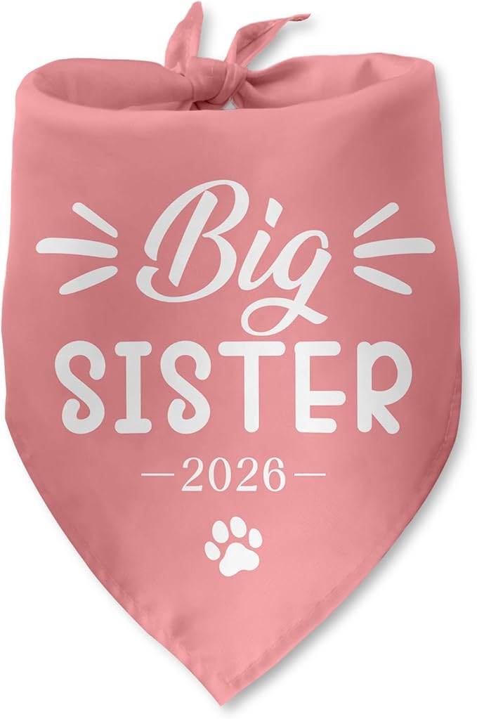 Big Sister 2026 Dog Bandana Gender Reveal Big Sister Baby Announcement Gift Pregnancy Announcement Photo Prop for Dog Lover Pet Scarf Accessories for Small Medium Large Dog