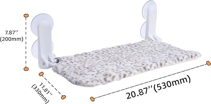 Cat Window Perch, Cordless Foldable Cat Hammock Bed with 4 Suction Cups, Embeded Machine Washable Bed for Indoor Cats, Strong Metal Frame Holds 40lbs (Leopard Print, Two Pieces)