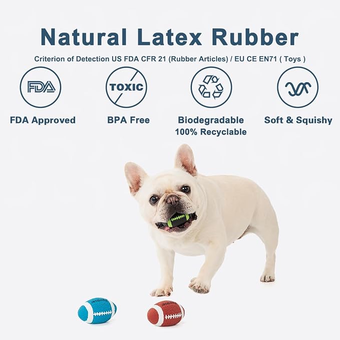 3 Pack Squeaky Dog Ball, Soft Latex Rubber Squeaky Toy for Small Dogs Puppies, Cute Bounce Squeak Football for Fetch Play