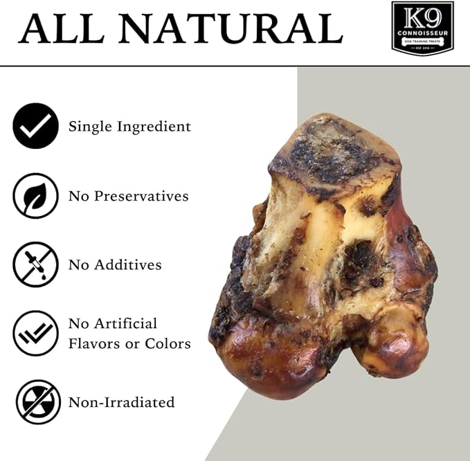 K9 Connoisseur Single Ingredient Dog Bones Made in USA for Large Breed Aggressive Chewers All Natural Long Lasting Meaty Mammoth Marrow Filled Knuckle Bone 1 Pack