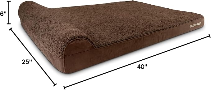 The Dog’s Bed Orthopedic Headrest Dog Bed XXXL Brown Plush, Memory Foam, Pain Relief for Arthritis, Hip & Elbow Dysplasia, Post Surgery, Lameness, Waterproof Washable Cover