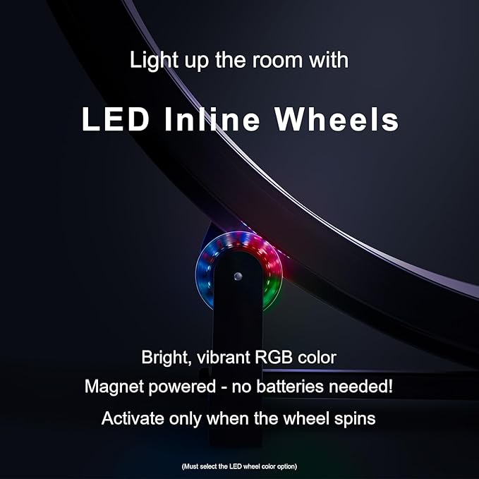 One Fast Cat - Cat Exercise Wheel - Gen. 7 - Safe 48" Diameter - Made in The USA - Black Wheel with Koi Pond Foam Traction Pads and Light-Up LED Inline Wheels