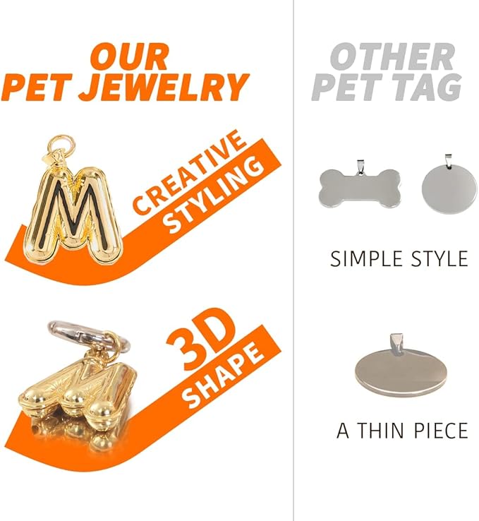 Personalize CAT Collar Charm Brass Balloon Initials/Number Shape