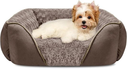 INVENHO Small Dog Bed Rectangle Washable Orthopedic Soft Calming Sleeping Durable Pet Cuddler with Anti-Slip Bottom