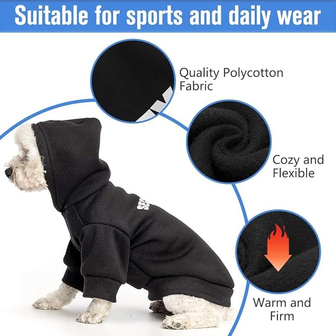 SCENEREAL Security Dog Hoodies Puppy Sweater for Large Medium Small Dogs Boys Girls, Soft Doggi Costume with Leash Hole, Pet Cold Weather Coats, Fleece Pet Clothes Hooded Sweatshirt