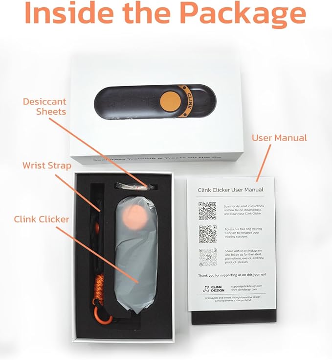 Clink Design Clicker Dog Trainer & Dog Treat Pouch Alternative, Dog Treat Dispenser, Puppy Essentials Dual Use 2 in 1 Dog Clicker for Training - Durable, Light (2.36 oz), Easy to Clean & Handle, Black