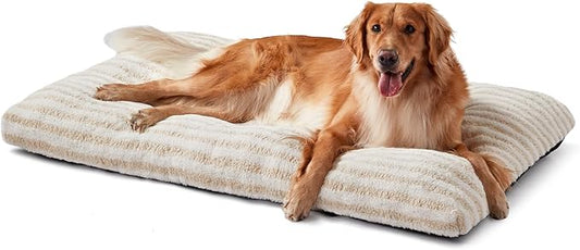 FURTIME Washable XL Dog Bed for Extra Large Dogs, Deluxe Dog Crate Beds Comfy Fluffy Kennel Pad Anti-Slip Pet Sleeping Mat, Machine Washable Dogs Pillow, 40"x27"x3.5", White