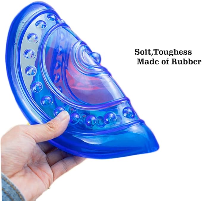 Dog Flying Discs Soft Teeth Cleanning Chew Toys,Rubber Material, Durable, Indestructible,2 Pack,18.5cm,90g,Blue and Purple Colors for Puppies Small Medium Dog Outdoor Training.