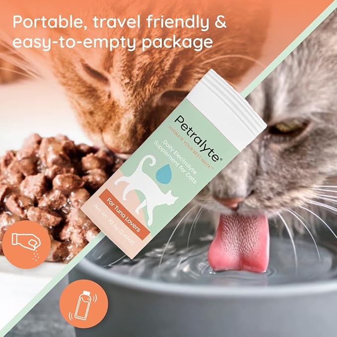Cat Hydration Electrolyte and Cat Joint Supplement | Hydration Support for Cats w/Glucosamine, Chondroitin, L-Glutamine, Taurine, Lysine & Prebiotics | for Tuna Lovers | 32 Packets