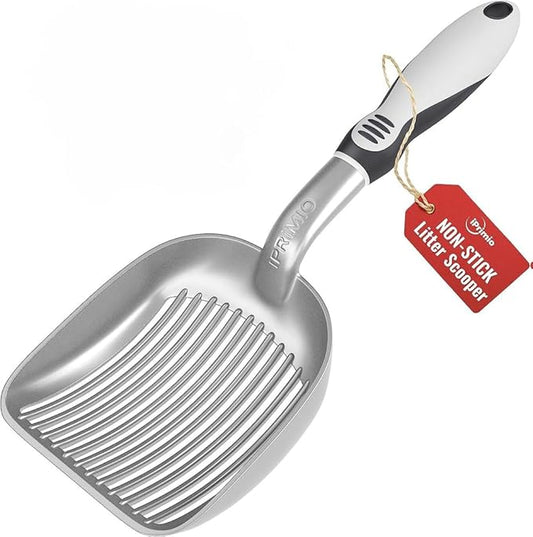 Sifter w/ Deep Shovel Cat Litter Scoop - Designed by Cat Owners - Durable Plastic Cat Litter Scooper for Litter Box - Solid Strong Handle. By iPrimio. Patented Kitty Litter Scoop