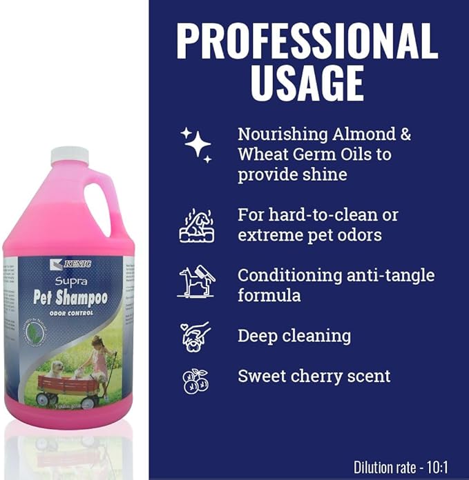 Kenic Supra Deodorizing Dog Shampoo for Smelly Dogs, Odor Control Formula for Dogs and Small Animals, 1 Gallon, Made in USA