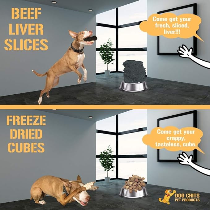 Dog Chits Beef Liver-Premium Cuts | Dog and Puppy Chews | Made in USA, Grass Fed Beef | All-Natural Quality Treats | Easily to Break (Training) | Large and Small Breeds | Irresistible Liver |10 oz.