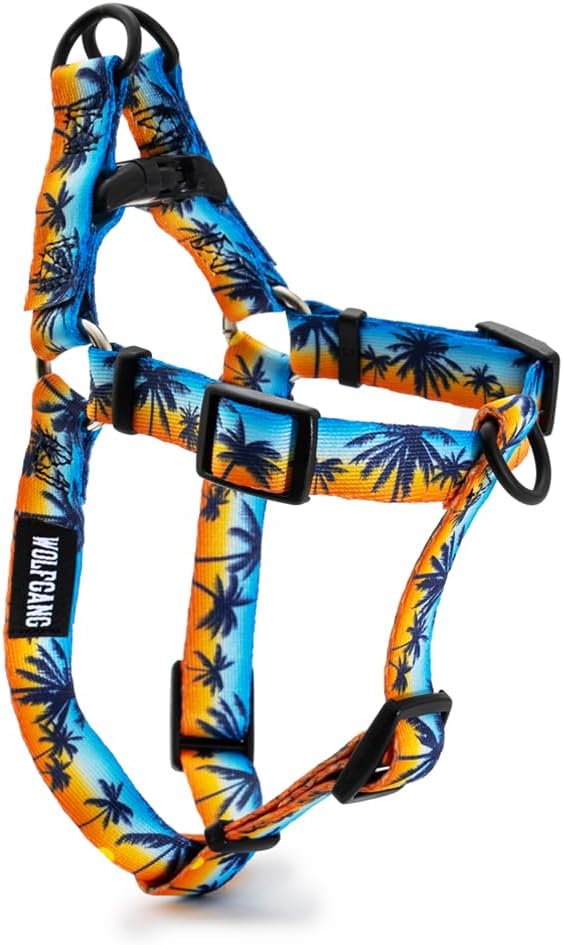 Wolfgang Heavy Duty Adjustable Dog Harness, Pull-Tested to Over 800 lbs for Walking & Training, SunsetPalms Print, Extra Large