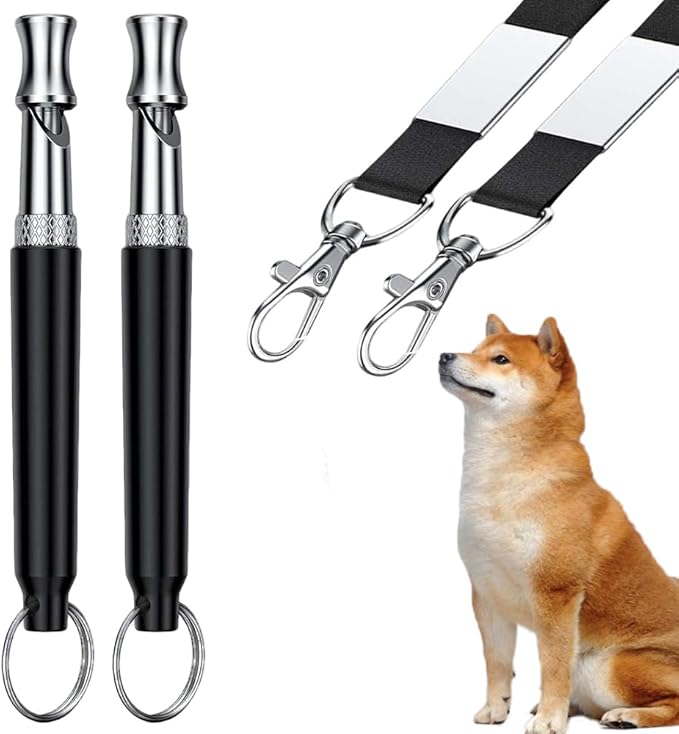 Professional Dog Training Whistles to Call Your Dogs, Whistles to Make Dogs Come to You, Adjustable Ultrasonic Silent That Only Dogs Can Hear, Pet Training Whistle with Lanyard for Recall (Black)