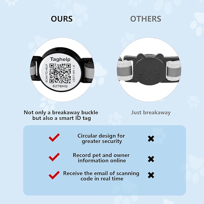 6 Pack QR Code Cat Collar - Breakaway Reflective Collars with Bell & Online ID Profile, Double Protection Set for Multiple Cats, Mixed Colors