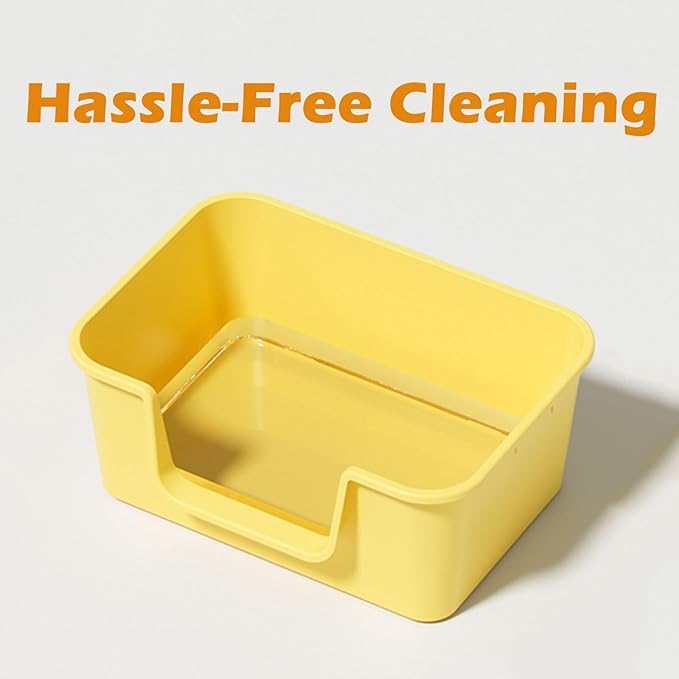 Large Cat Litter Box with High Sides for Indoor Cats,XL Low Entry Open Top Cat Litter Pan for Kittens,Big or Senior Cats,High Wall Easy Cleaning Anti-Splashing Multi-cat Litter Tray (Green)