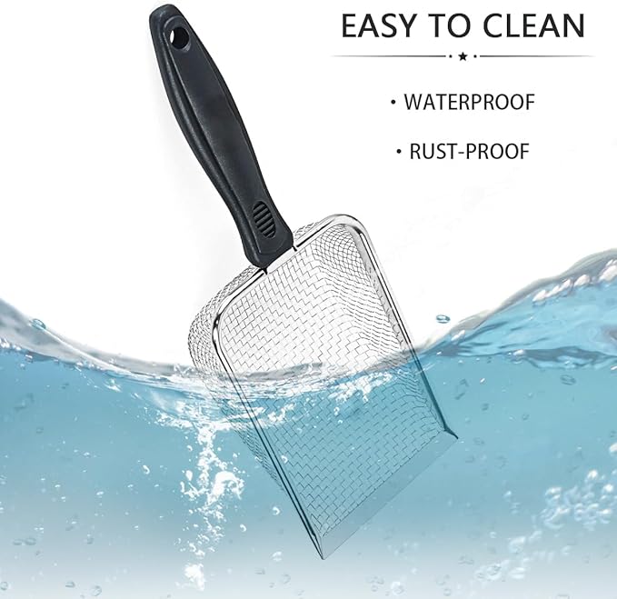 Cat Litter Scoop,Kitty Litter Scoop with Stainless Steel Mesh, 2.8mm Hole Scoop for Cat Litter,Chicken Coop Sand, Beach Sand