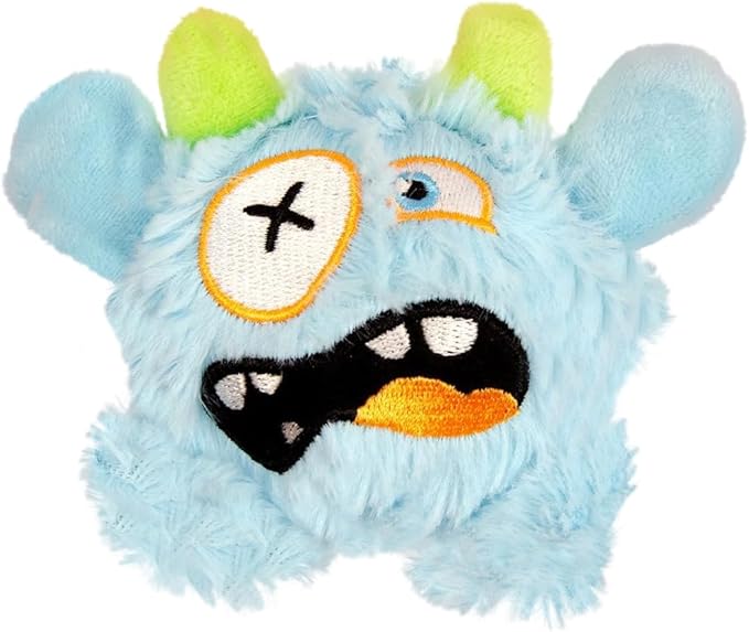 Squeaky Plush Pet Toy Ball, Dental Care, Skin-Friendly and Soft and Relieve Stress, Little Monster Plush Ball Toy Suitable for All Breeds (Sky Blue,Small)