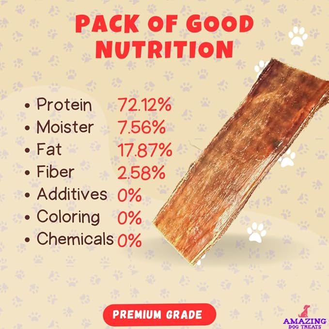 Amazing Dog Treats - Beef Esophagus Jerky for Dogs (6 Inch - 25 Pc/Pack) - Gullet Dog Chews