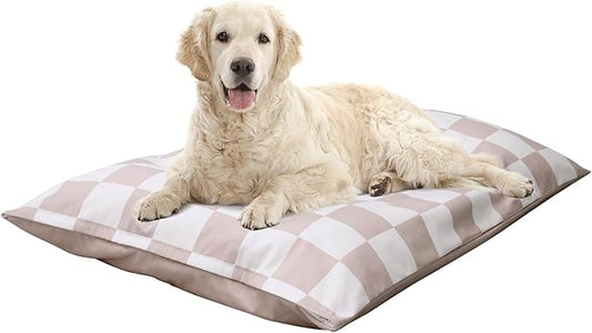 Large Dog Bed with Removable Washable Cover for Large Dogs Deluxe Plush Dog Crate Beds Comfy Kennel Pad Waterproof Lining and Blue Gel Memory Foam Memory Foam（Brown 40.2 * 30 * 4in）