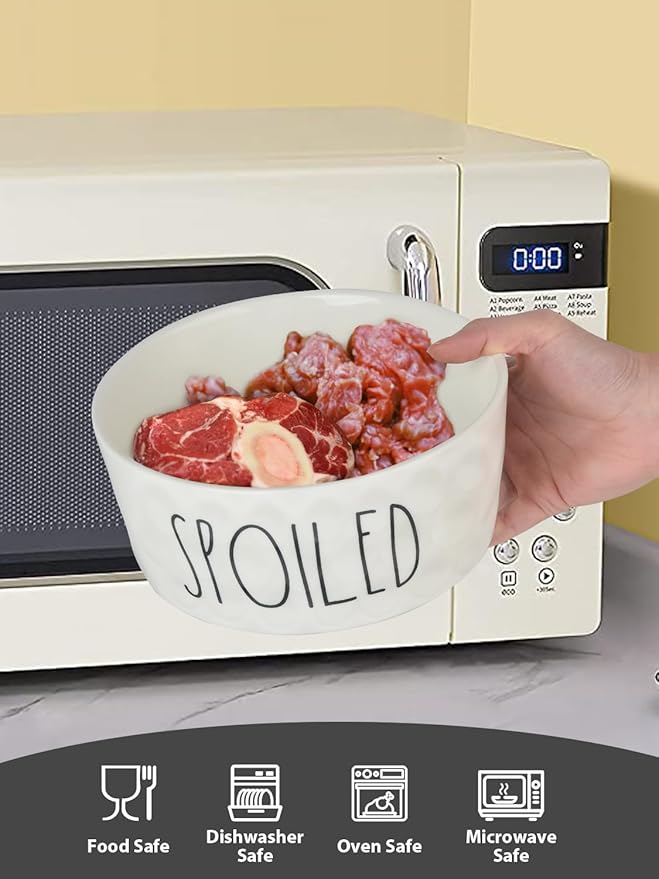 27OZ Ceramic Dog Bowl - 6 Inch Small Food Water Bowl, Heavy Duty Non-Slip Dog Dish for Medium Dogs, Food Grade Porcelain Pet Feeder Bowls, Microwave & Dishwasher Safe, White