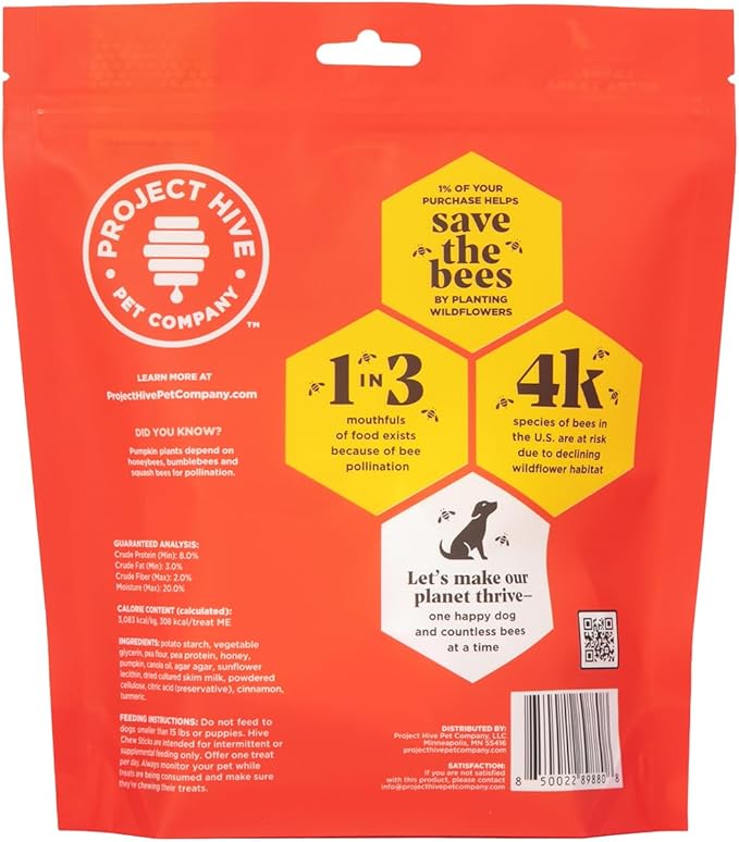 XL Pumpkin Dental Treats for Dogs - 18.3 oz Ñ Healthy, Vegetarian, Natural Pumpkin and Honey, Vegetarian Dog Chews, Made in The USA (Chew Sticks, Large Breeds)-Clean Teeth and Freshens Breath