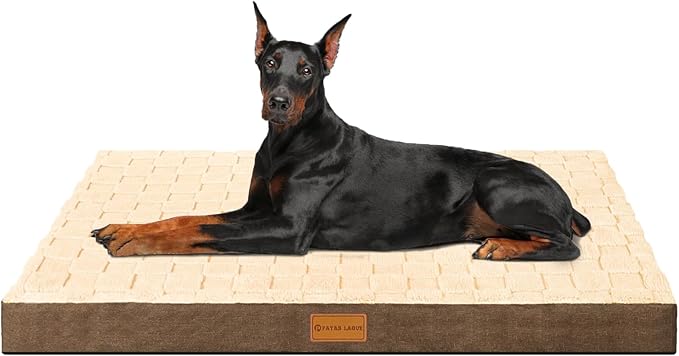 Patas Lague Orthopedic Jumbo Dog Bed for Extra Large Dogs 56''X40'', Waterproof Soft Warm Comfortable Egg Crate Foam Jumbo Pet Beds Mat with Removable Washable Cover and Nonskid Bottom, Brown