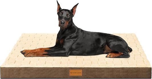 Patas Lague Orthopedic Jumbo Dog Bed for Extra Large Dogs 56''X40'', Waterproof Soft Warm Comfortable Egg Crate Foam Jumbo Pet Beds Mat with Removable Washable Cover and Nonskid Bottom, Brown
