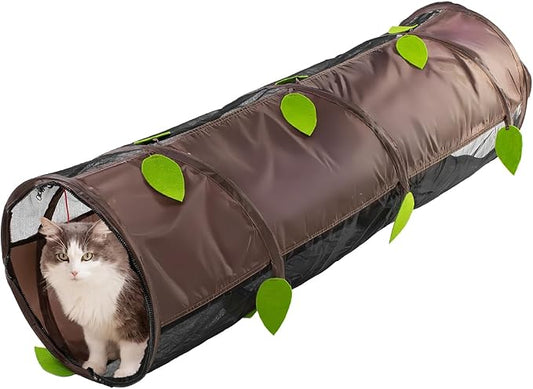 Tunnel for All Cats (Even Chonks)–Collapsible Crinkle Tube of Chaos w/Mesh Windows & Bell Ball – Interactive Cat Toy, Chonky Tunnel, Cat Bed & Zoomie Track for Chonkys, Kittens & Ferrets