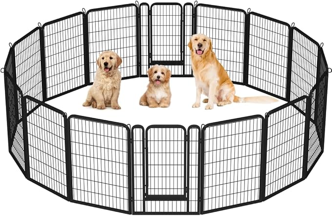 Yaheetech Dog Playpen Outdoor, 40 inch 16 Panels Dog Pen Indoor Heavy Duty Puppy Exercise Pen Metal Pet Fence for RV Camping/Yard/Garden