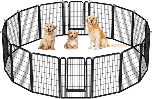 Yaheetech Dog Playpen Outdoor, 40 inch 16 Panels Dog Pen Indoor Heavy Duty Puppy Exercise Pen Metal Pet Fence for RV Camping/Yard/Garden