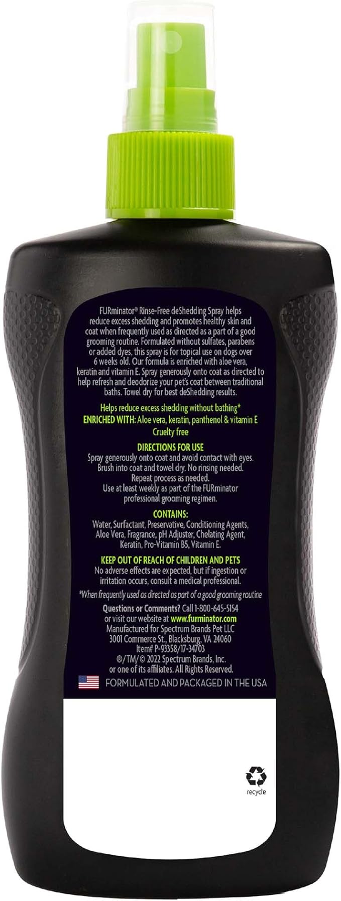 FURminator® Rinse-Free deShedding Spray For Dogs, Helps Reduce Excess Shedding And Refreshes Between Baths, 8.5 Fluid Ounces