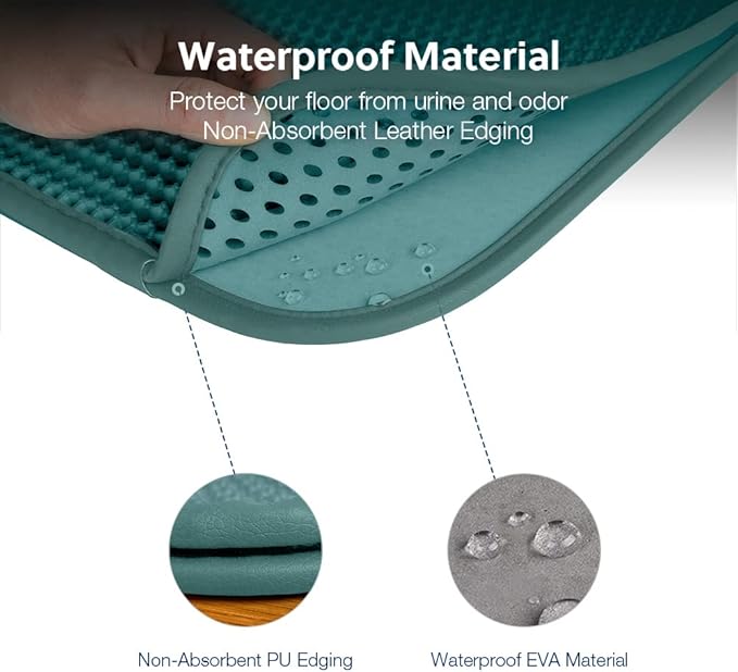 WePet Cat Litter Mat, Kitty Litter Trapping Mat, Honeycomb Double Layer Mats, No Phthalate, Urine Waterproof, Easy Clean, Scatter Control, Catcher Litter Tray Box Rug Carpet 45x33 Inch