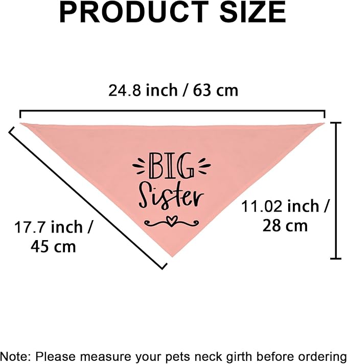 Big Sister Dog Bandanas, Pet Dog Triangle Scarf for Small Medium Large Pet, Baby Announcement Dogs Bandana Pets Scarf (Big Sister)