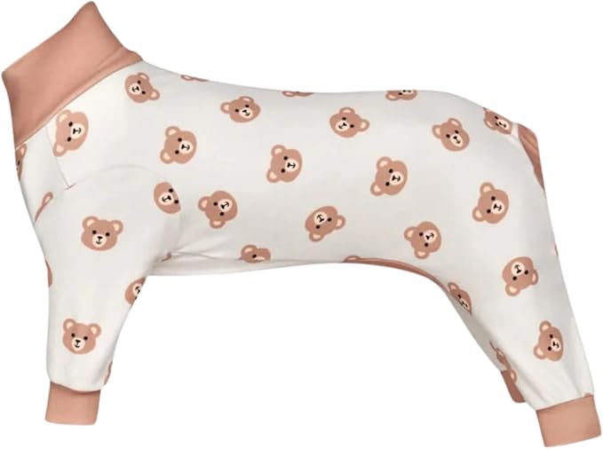 Spark Paws Dog Pajama, Dog Recovery Suit Male, Onesie, Ultra-Soft and 4-Way Stretch, for Small Medium and Large Breeds - Bear Beige - M