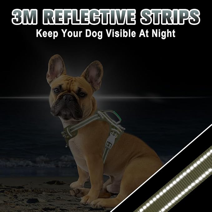 BARKBAY No Pull Dog Harness Large Reflective Dog Harness with Front Clip and Easy Control Handle for Walking Training Running with ID tag Pocket(Camo,XS)