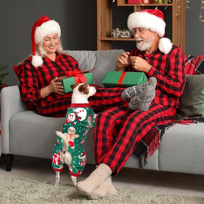 Dog Christmas Pajamas Soft Lightweight Velvet Dog Outfit Warm Pet Winter Clothes for Small Medium Large Pet Dogs Cats (3X-Large, Christmas)