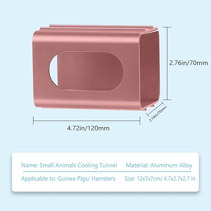 Hamsters Cooling Tunnel, Hamsters Instant Cooling Metal House, Aluminum Hanging Hideout Toys for Small Animals Dwarf Hamster Syrian Hamster Leopard Gecko (Pink, 4.7x2.7x2.7 in)