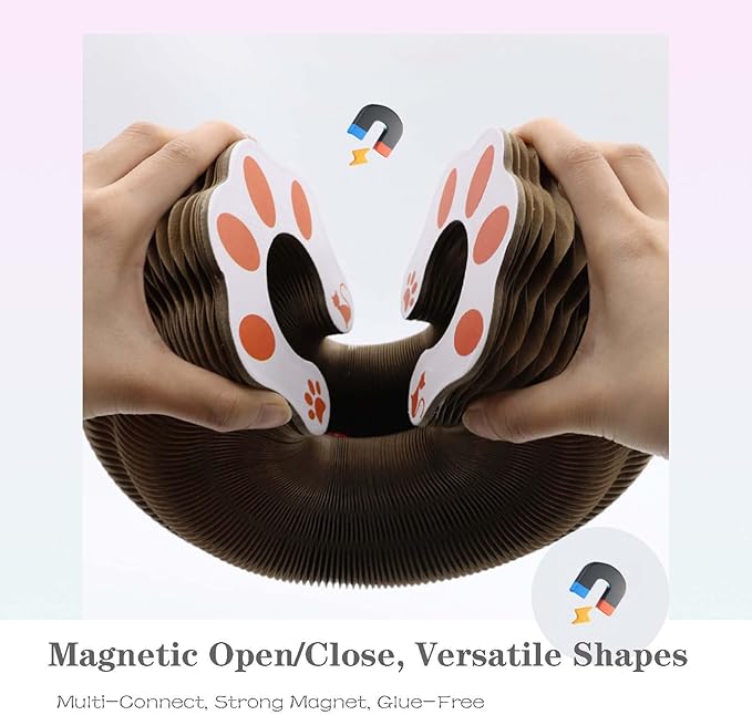 1 PCS Kitty Curlz, a cat Toy Designed specifically for Indoor Cats, is a Magical Accordion-Style cat Scratching Board Toy Equipped with Balls and Bells. (1)