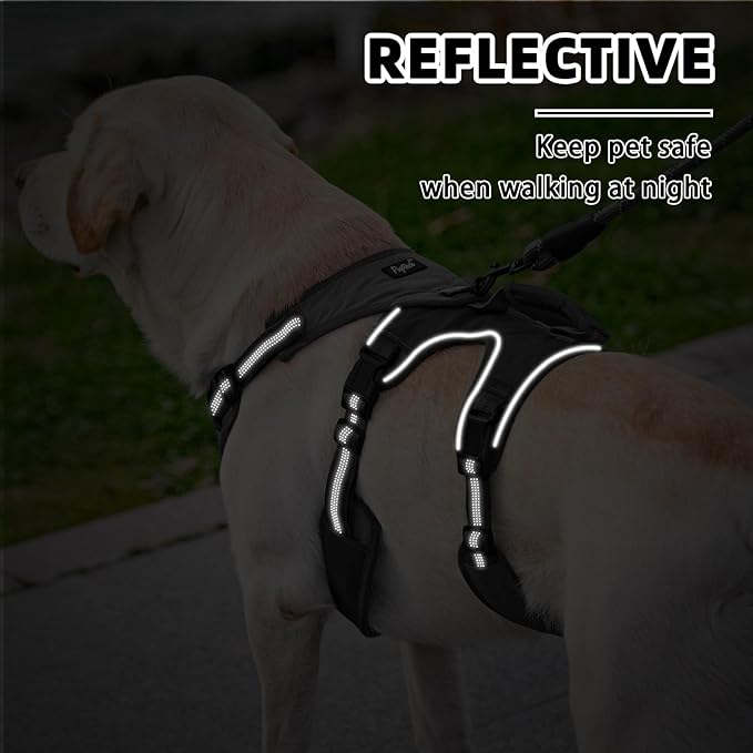 PUPTECK Escape Proof Dog Harness and Leash Set Upgraded No Pull Reflective Dog Vest with Lift Handle, Easy Control Pet Harness for Medium Large Dogs Training Walking Running