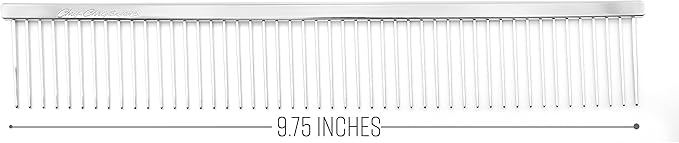 Chris Christensen 9in Coarse Poodle Butter Comb, Groom Like a Professional, Rounded Corners Prevent Friction and Breakage, Solid Brass Spin with Steel Teeth, Chrome Finish