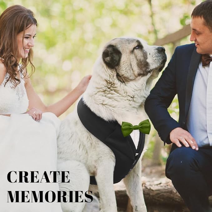 AVERYDAY Dog Tuxedo for Wedding Outfit, Dog Suit and Tie Costumes for Birthday, Halloween, Cosplay, Christmas Party, Pet Formal Wear with Bowtie, Tux for Medium Large Dogs, Bulldog, Labrador, Husky