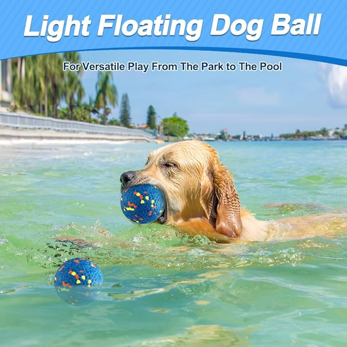 Dog Balls, Indestructible Tennis Balls for Dogs, Durable Bouncy Dog Toy Balls for Aggressive Chewers, Interactive Dog Toys for Fetch Game, Lightweight Floating Dog Toys