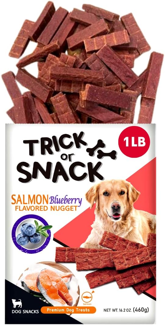 Premium 1lb Dog Jerky Treats | Dog Training | Dog Walking | Natural Grillers | Healthy Smoked Beef Chicken Salmon Chews Snacks Salmon Blueberry Nugget