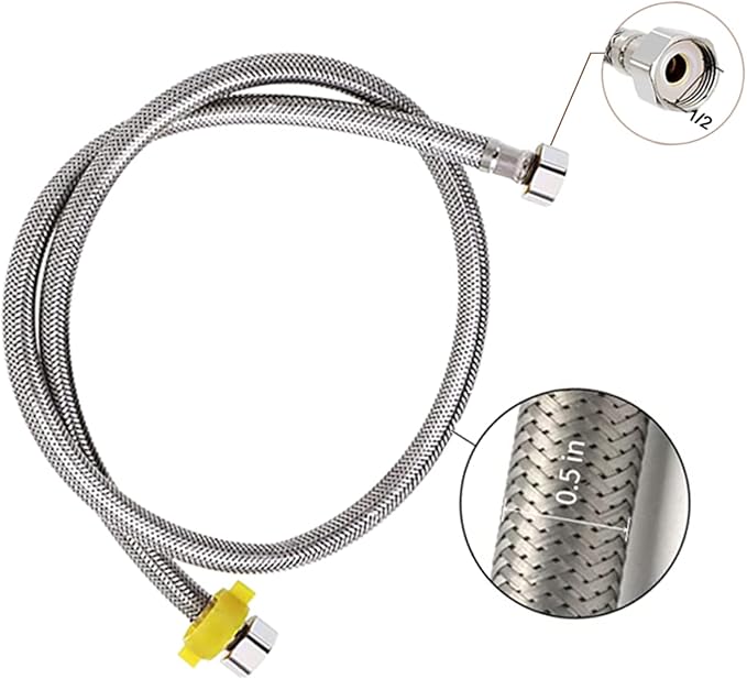 Automatic Water Bowl 304 Stainless Steel Pet Water Dispenser Dog, Feeder Waterer for Large Dogs with 40 Inch Steel Hose, 2 Float Valve, Copper Connector Adapter, 2 Bolts (with Drainage Hole)