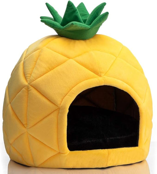 Hollypet Cozy Pet , Warm Cave Nest Sleeping Bed Pineapple Shape Puppy House for Cats and Small Dogs, Yellow
